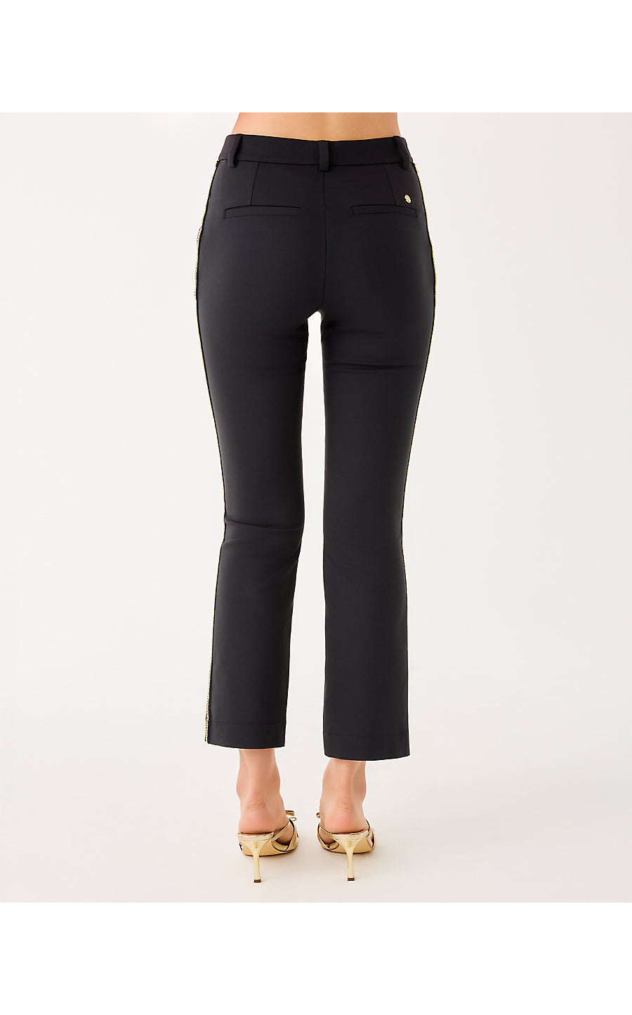 ANA EMBELLISHED CROP FLARE PANT, NOIR