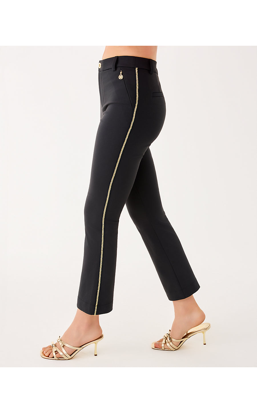 ANA EMBELLISHED CROP FLARE PANT, NOIR