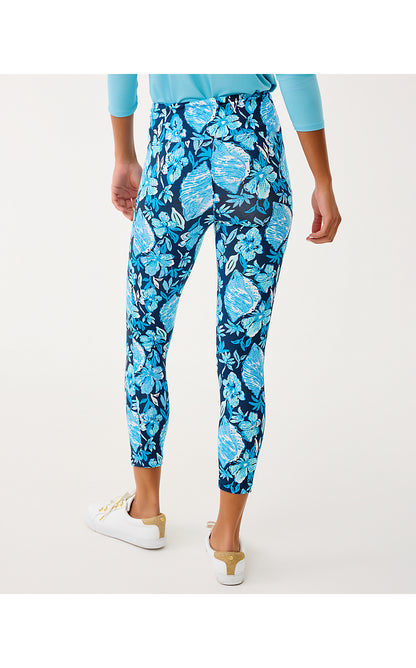 WEEKENDER HIGH RISE MIDI LEGGING, LOW TIDE NAVY CROSSGRAIN SEASHELL SPLENDOR