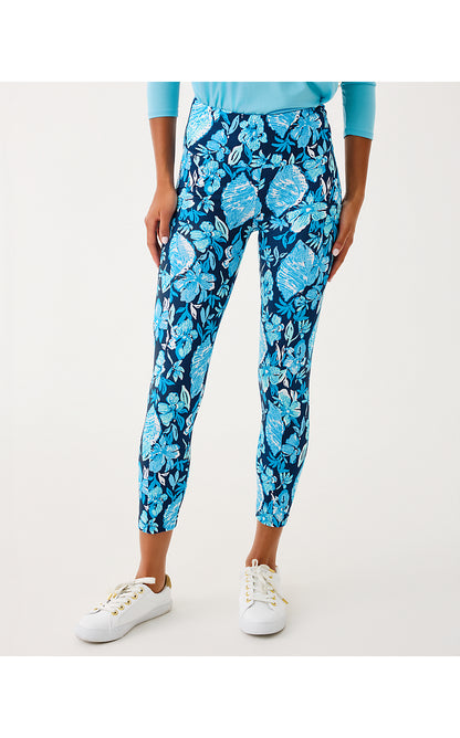 WEEKENDER HIGH RISE MIDI LEGGING, LOW TIDE NAVY CROSSGRAIN SEASHELL SPLENDOR