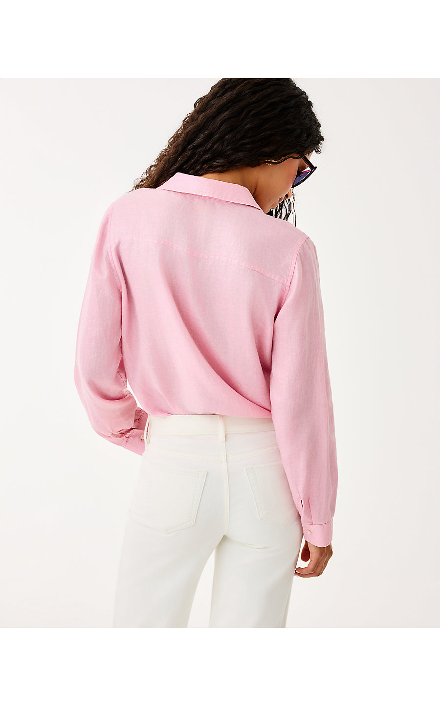 SEA VIEW METALLIC BUTTON DOWN, CONCH SHELL PINK FOIL