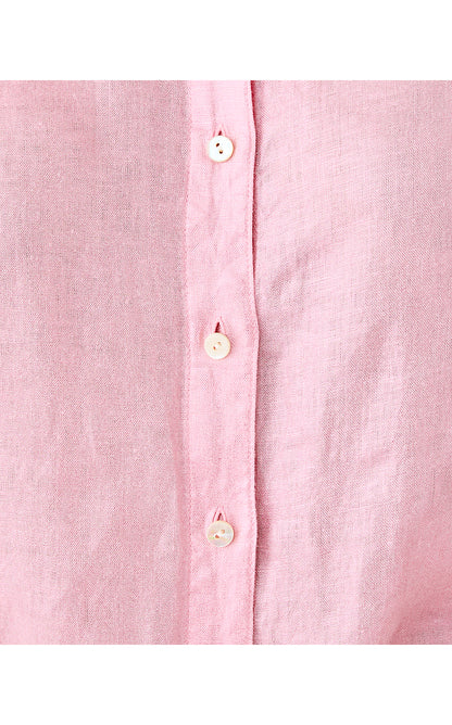 SEA VIEW METALLIC BUTTON DOWN, CONCH SHELL PINK FOIL