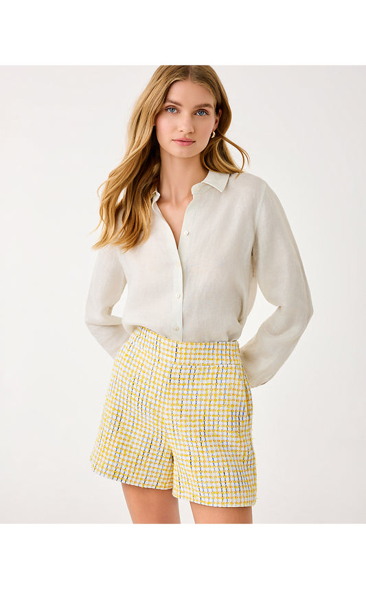 SEA VIEW METALLIC BUTTON DOWN, GOLD FOILED COCONUT