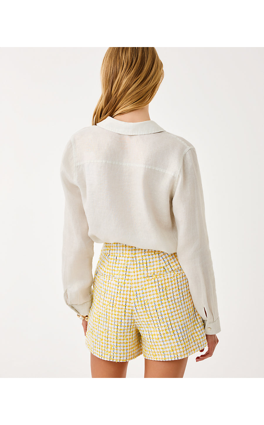 SEA VIEW METALLIC BUTTON DOWN, GOLD FOILED COCONUT