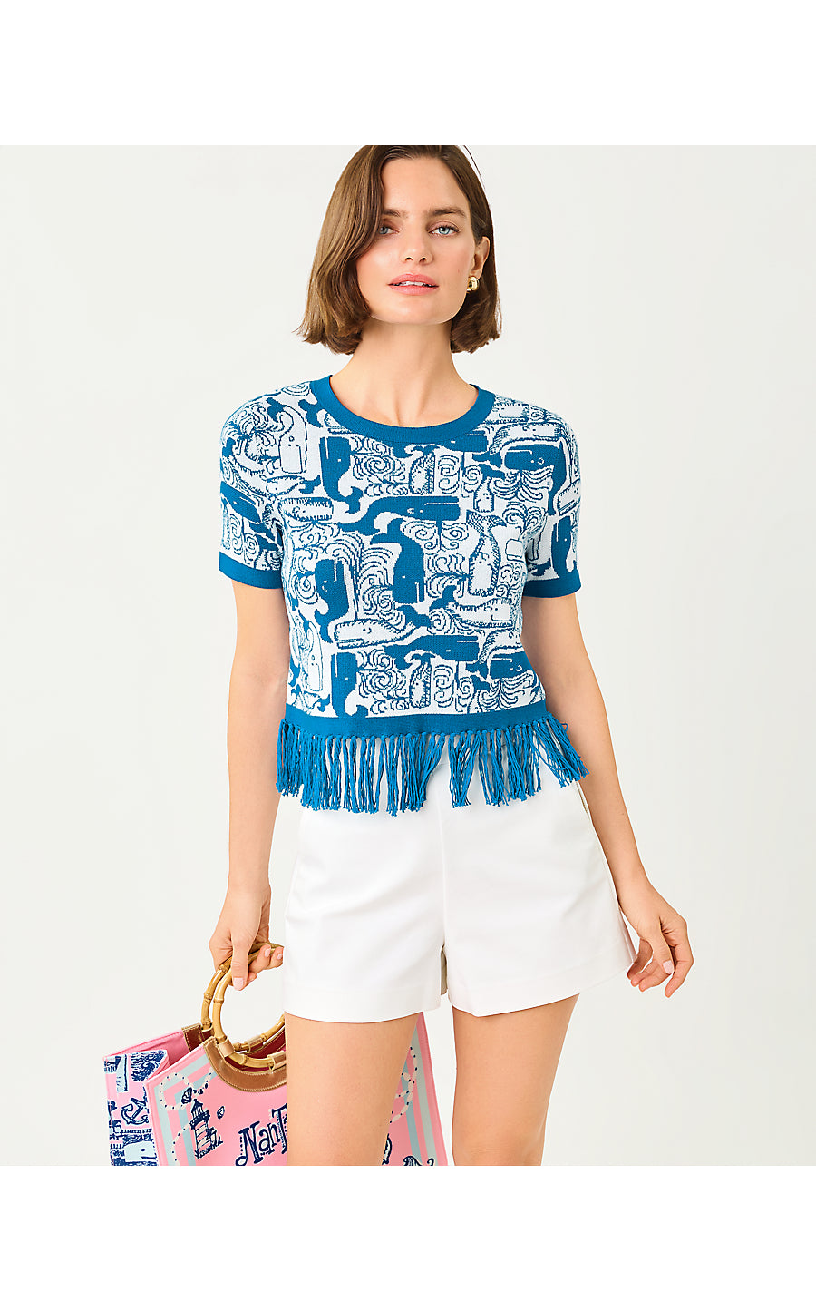 KENDRA SWEATER, NASSAU BLUE THAR SHE BLOWS JACQUARD