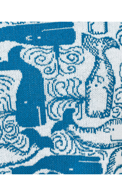 KENDRA SWEATER, NASSAU BLUE THAR SHE BLOWS JACQUARD