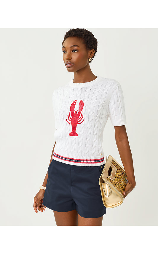MIKO SWEATER, RESORT WHITE LOBSTER EMBROIDERY