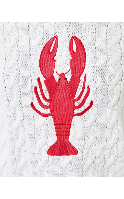MIKO SWEATER, RESORT WHITE LOBSTER EMBROIDERY
