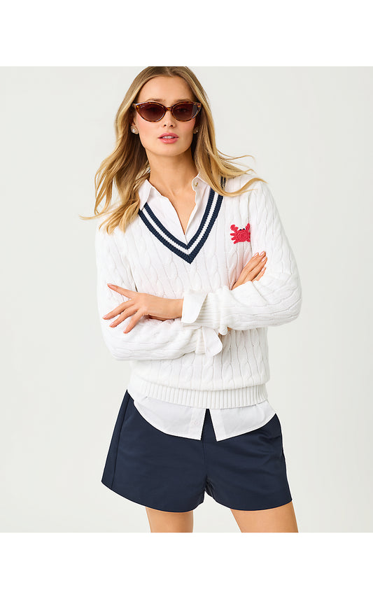 BROCKTON SWEATER, RESORT WHITE CRAB CROCHET