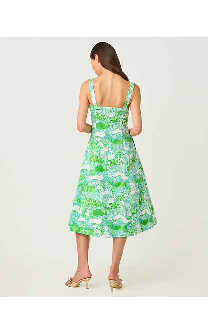 NELLY STRETCH MIDI DRESS, CAPRI BLUE GALLOPING GALS