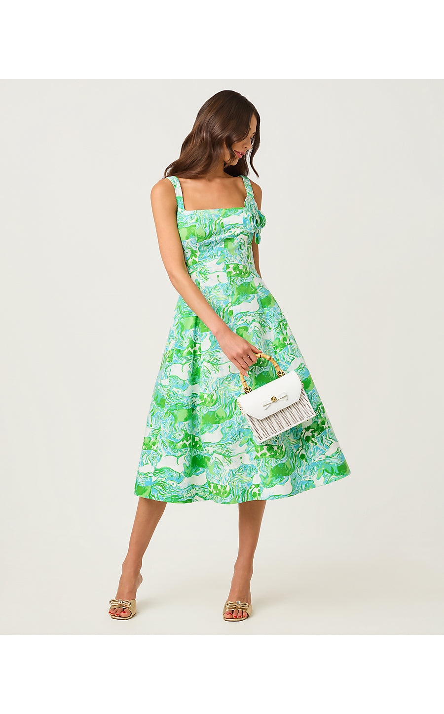 NELLY STRETCH MIDI DRESS, CAPRI BLUE GALLOPING GALS