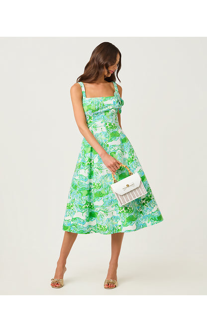 NELLY STRETCH MIDI DRESS, CAPRI BLUE GALLOPING GALS