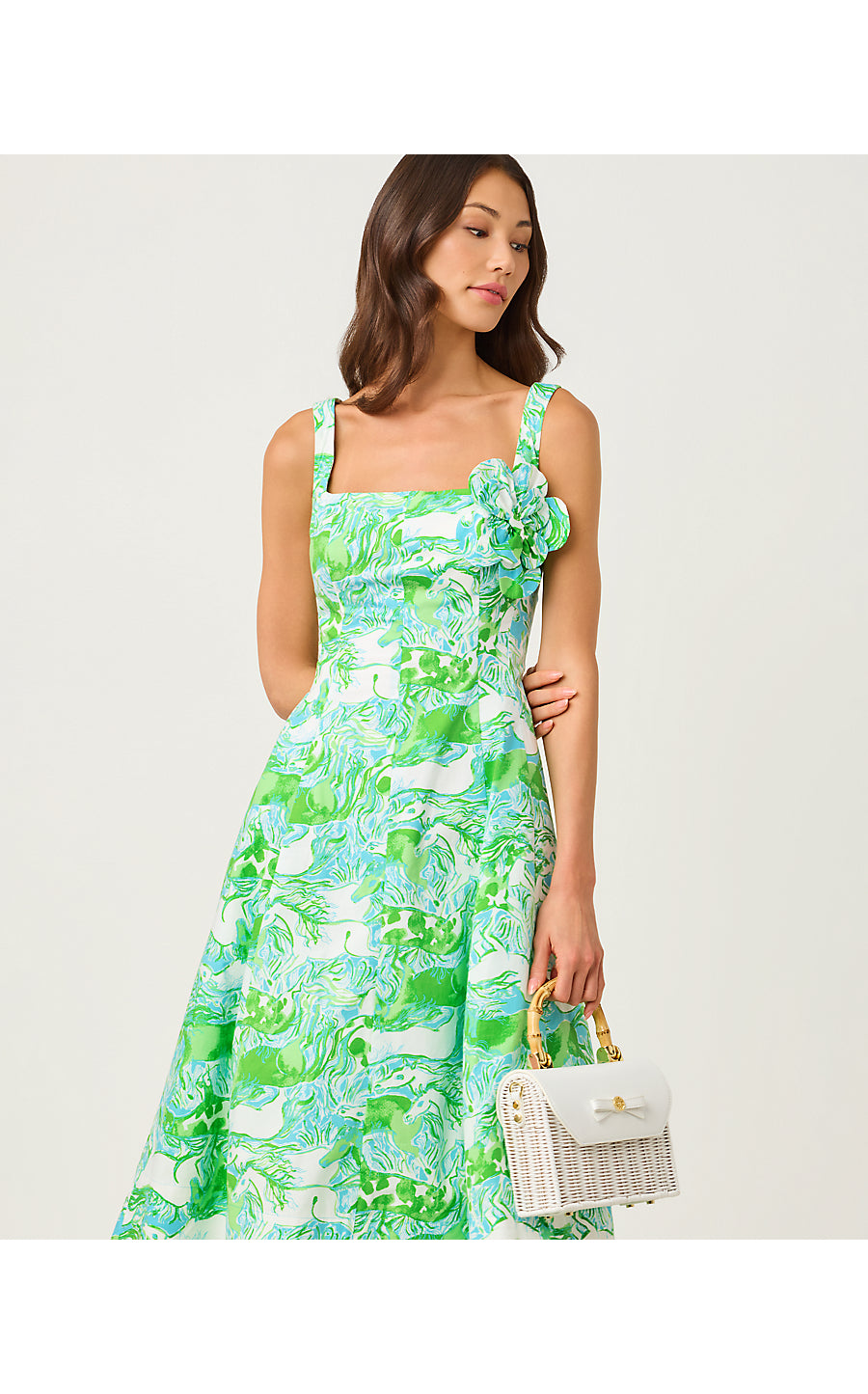 NELLY STRETCH MIDI DRESS, CAPRI BLUE GALLOPING GALS