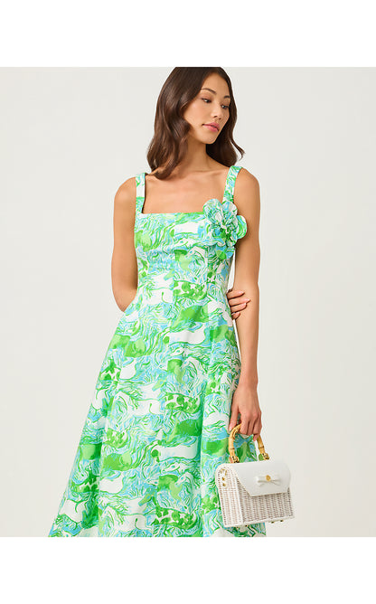 NELLY STRETCH MIDI DRESS, CAPRI BLUE GALLOPING GALS