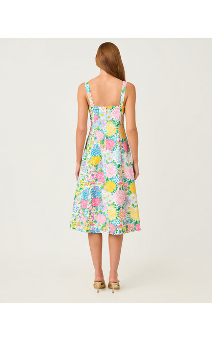 NELLY STRETCH MIDI DRESS, MULTI LILLY GARDEN