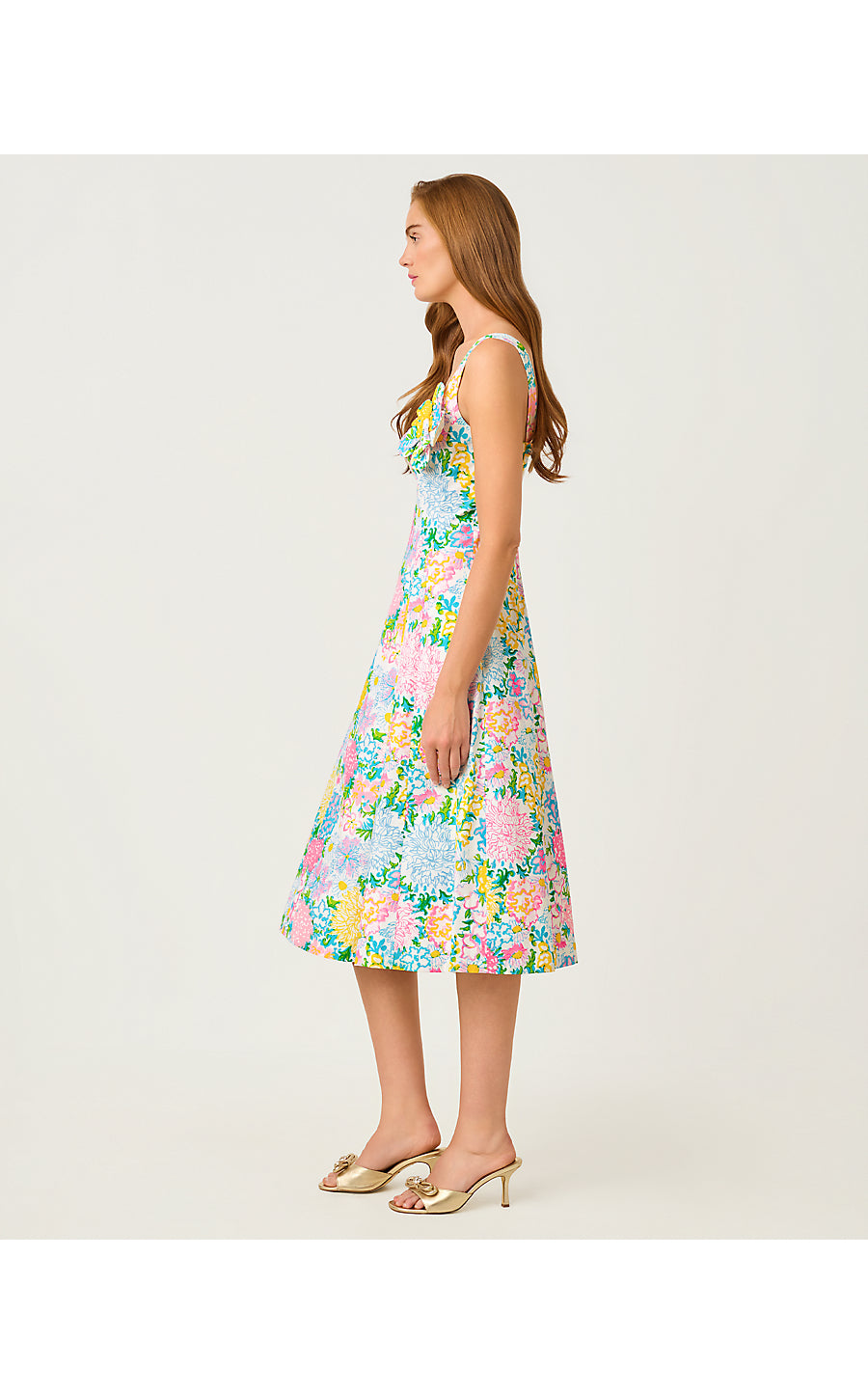 NELLY STRETCH MIDI DRESS, MULTI LILLY GARDEN