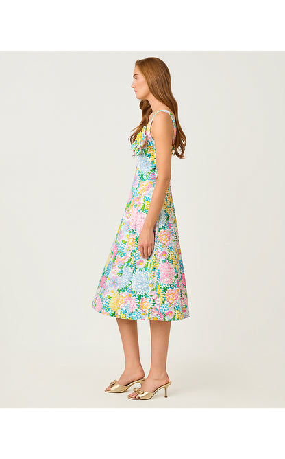 NELLY STRETCH MIDI DRESS, MULTI LILLY GARDEN