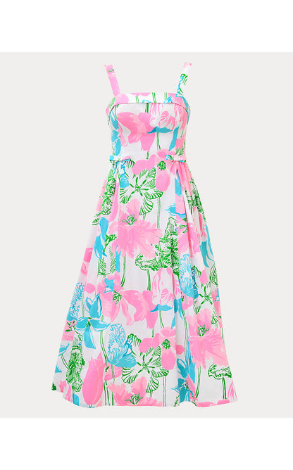 RISSY MIDI DRESS, RESORT WHITE OVERSIZED VINEY LINEY