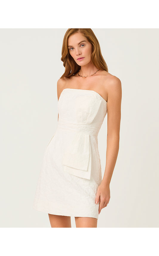 AMRA DRESS, RESORT WHITE FLORAL JACQUARD