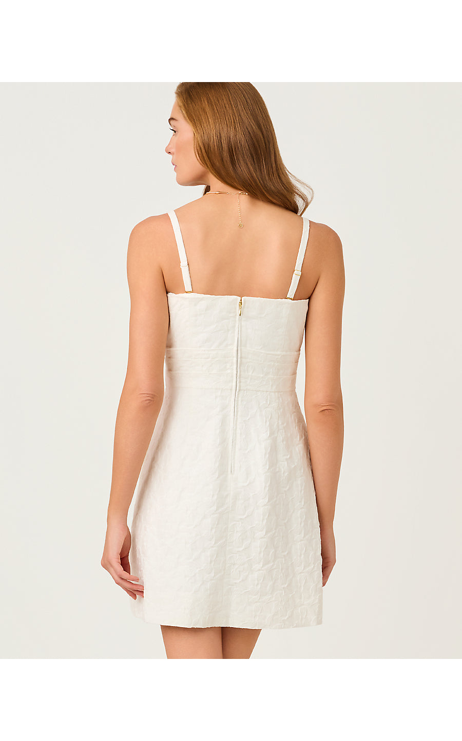 AMRA DRESS, RESORT WHITE FLORAL JACQUARD