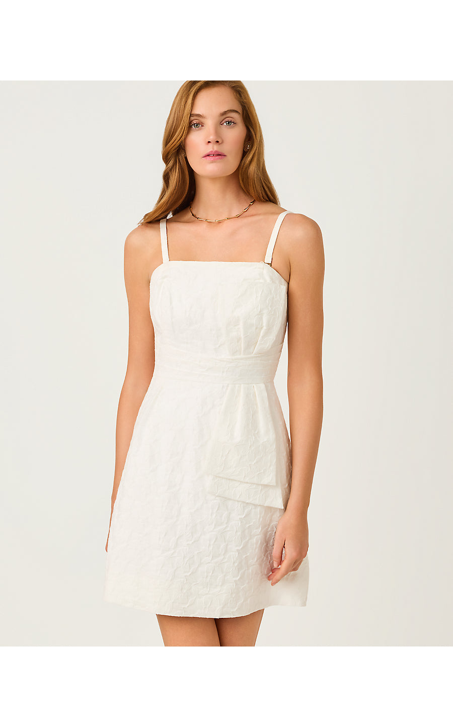AMRA DRESS, RESORT WHITE FLORAL JACQUARD
