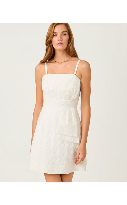 AMRA DRESS, RESORT WHITE FLORAL JACQUARD