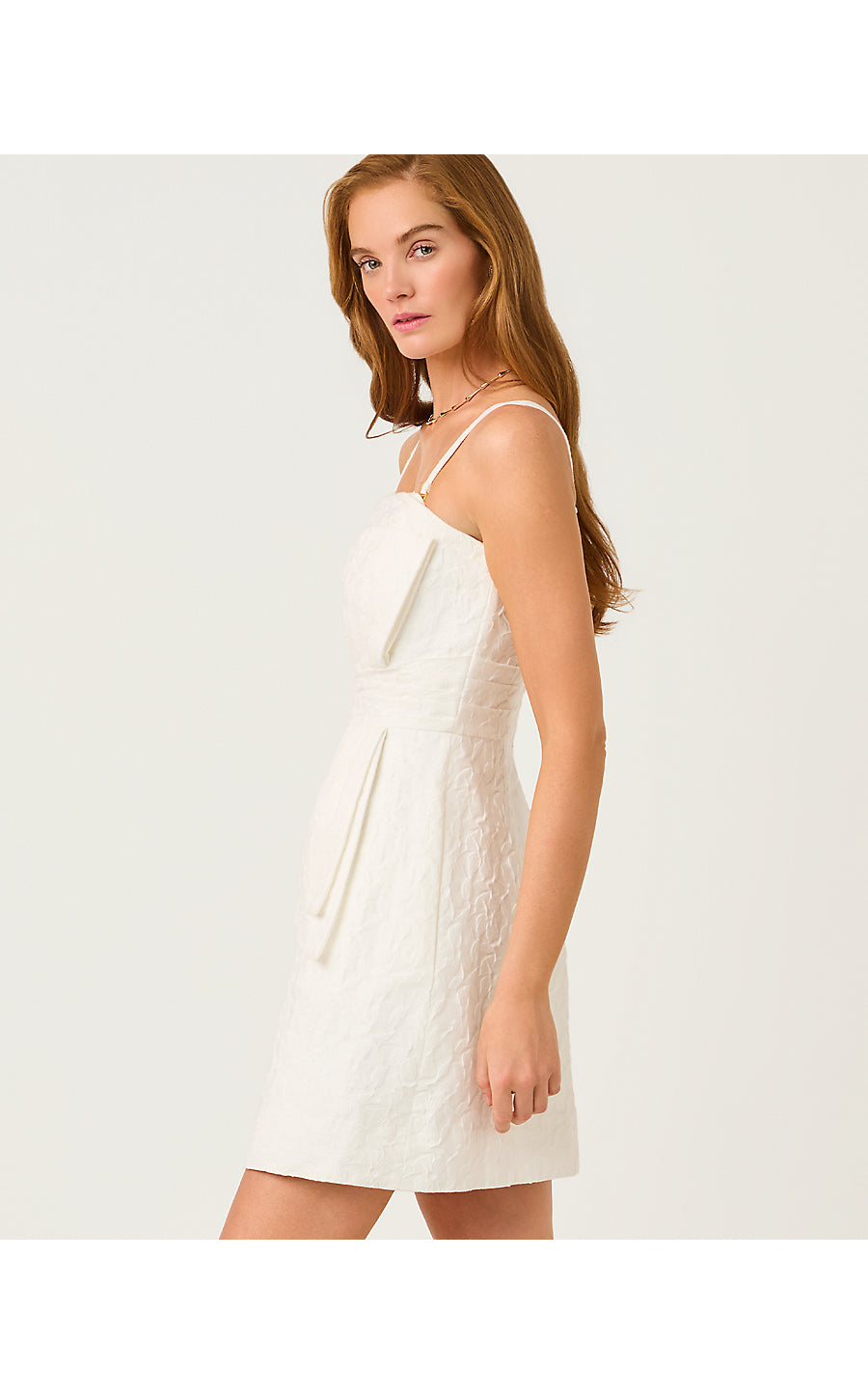 AMRA DRESS, RESORT WHITE FLORAL JACQUARD