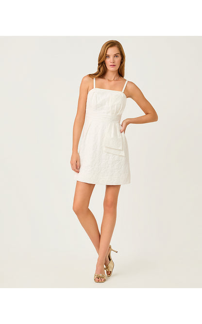 AMRA DRESS, RESORT WHITE FLORAL JACQUARD