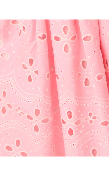 LISSETTE MIDI DRESS, CONCH SHELL PINK SPRING SHOWERS EYELET