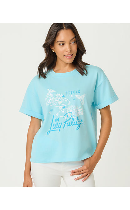 STELLA KNIT TOP, MULTI PISCES GRAPHIC