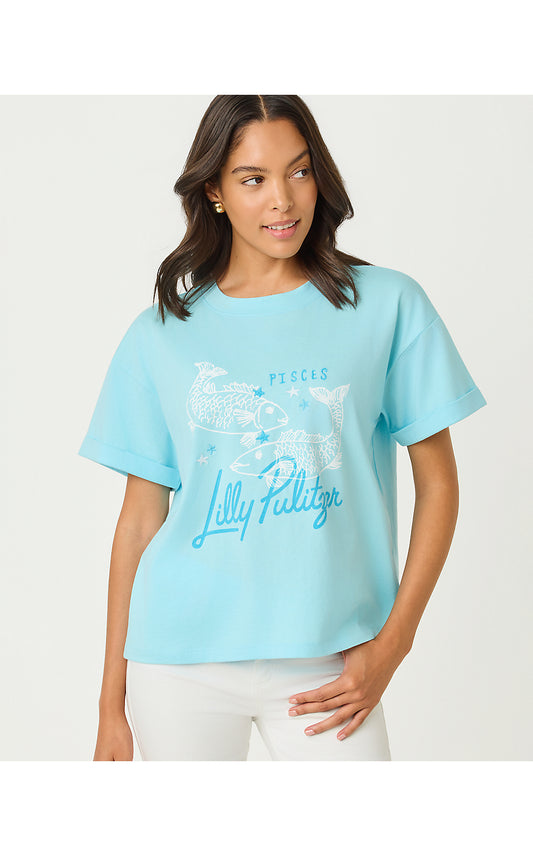 STELLA KNIT TOP, MULTI PISCES GRAPHIC