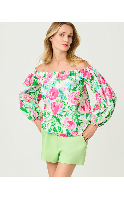 SILOE OFF THE SHOULDER TOP, MULTI POPPY PARTY