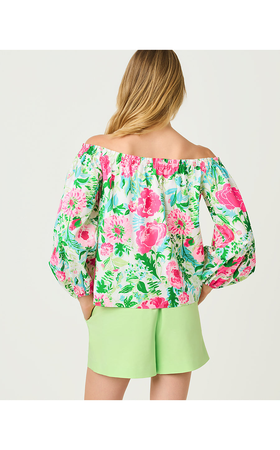 SILOE OFF THE SHOULDER TOP, MULTI POPPY PARTY