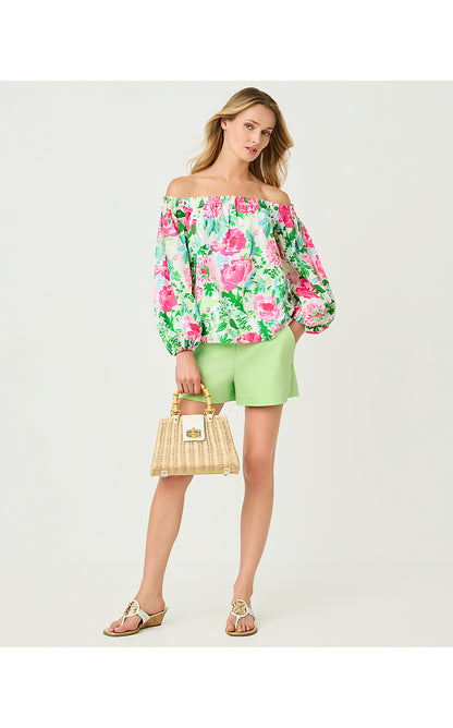 SILOE OFF THE SHOULDER TOP, MULTI POPPY PARTY