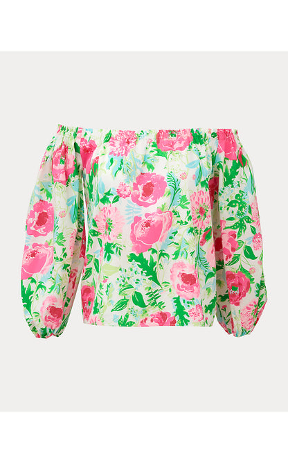 SILOE OFF THE SHOULDER TOP, MULTI POPPY PARTY