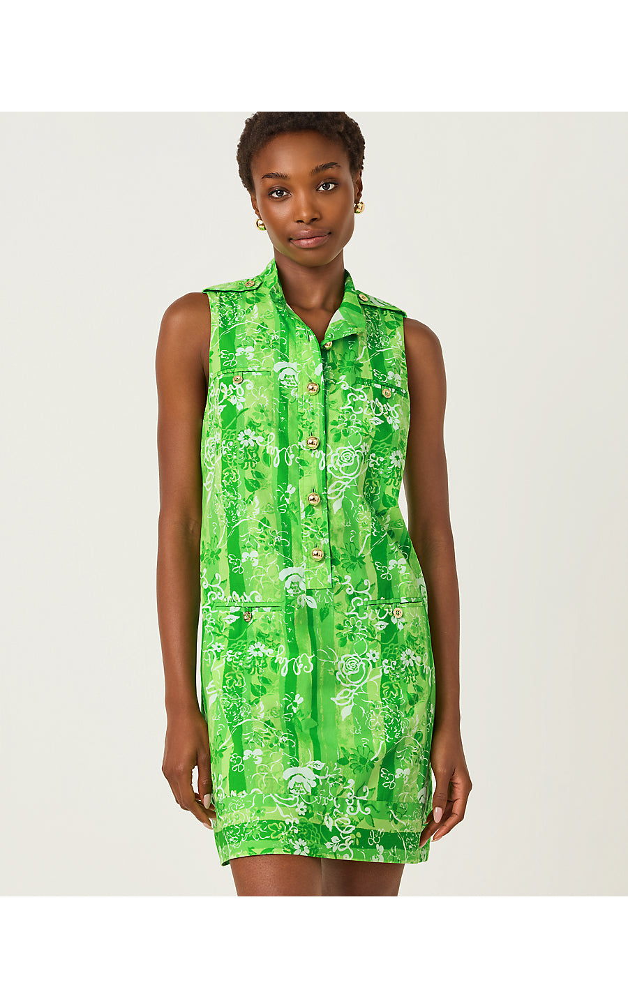 ZORELLA SHIFT, JACKFRUIT GREEN ROSEYS PETALS OVERLAY