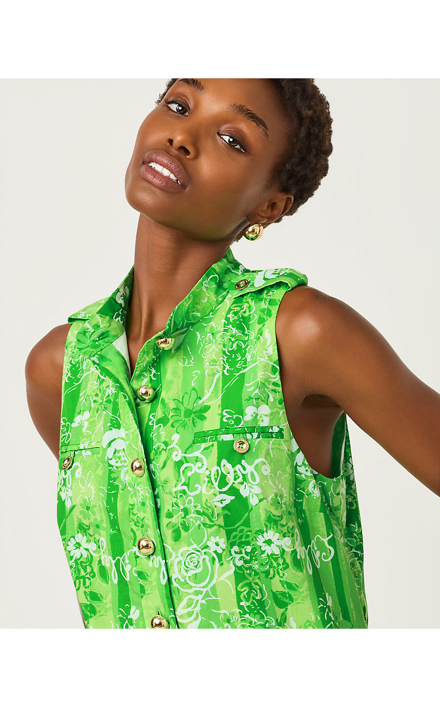 ZORELLA SHIFT, JACKFRUIT GREEN ROSEYS PETALS OVERLAY