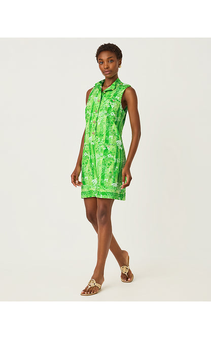 ZORELLA SHIFT, JACKFRUIT GREEN ROSEYS PETALS OVERLAY