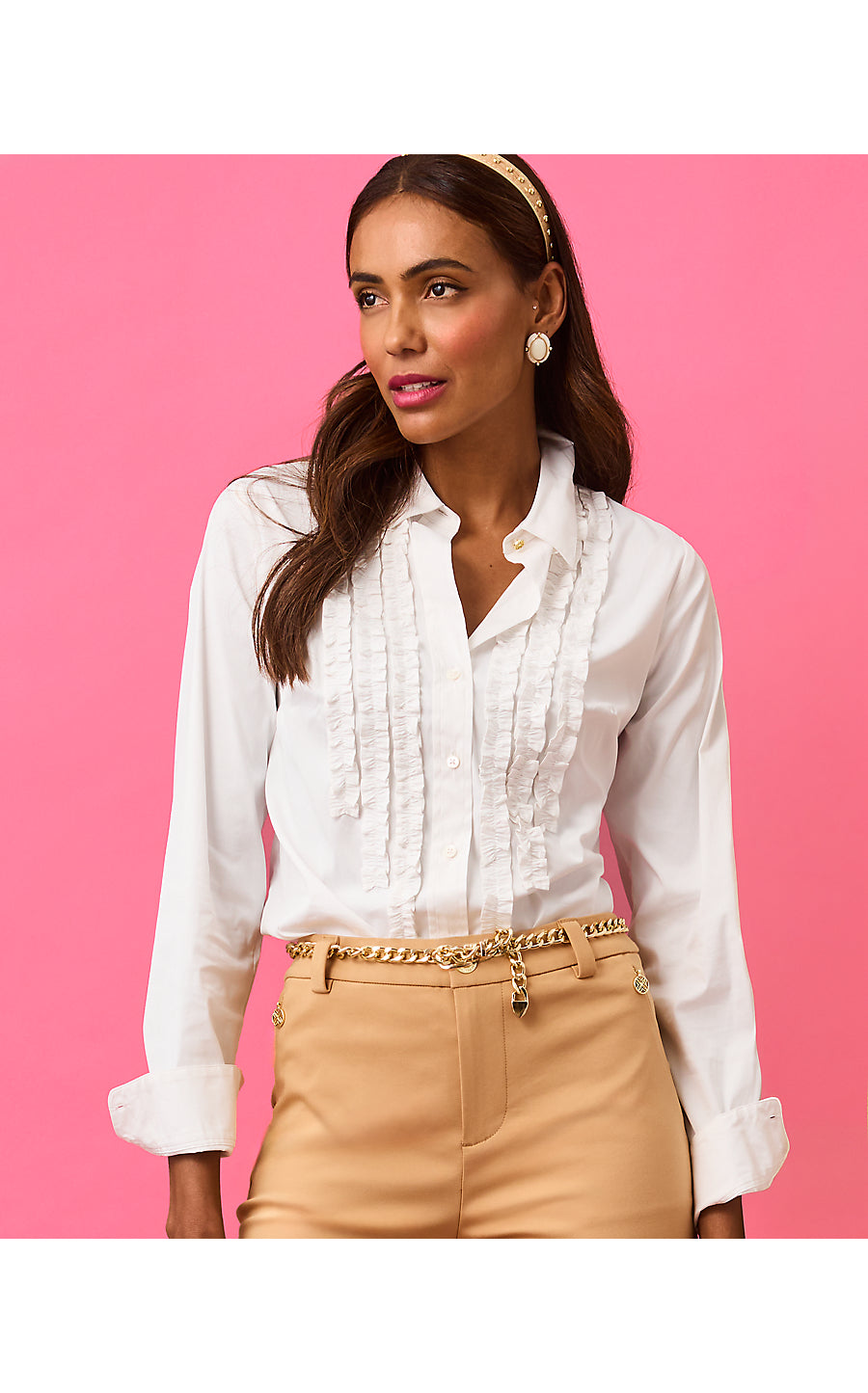 THE FITTED LILLY TUXEDO SHIRT, RESORT WHITE
