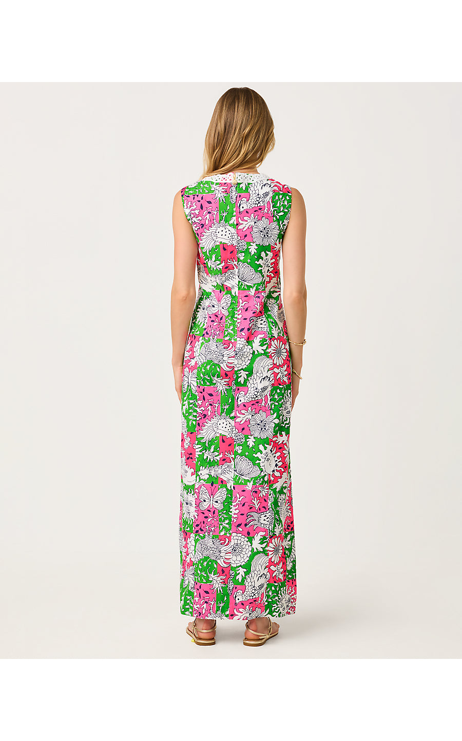 BARBERINE STRETCH MAXI SHIFT, CHERRY BLOSSOM PINK CHICKEN CHECK