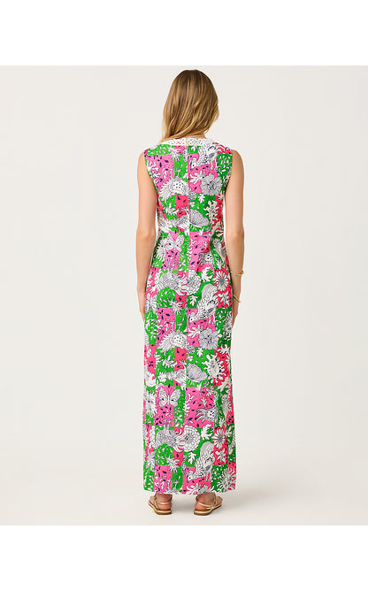 BARBERINE STRETCH MAXI SHIFT, CHERRY BLOSSOM PINK CHICKEN CHECK