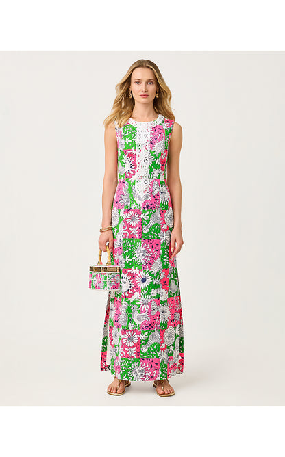 BARBERINE STRETCH MAXI SHIFT, CHERRY BLOSSOM PINK CHICKEN CHECK