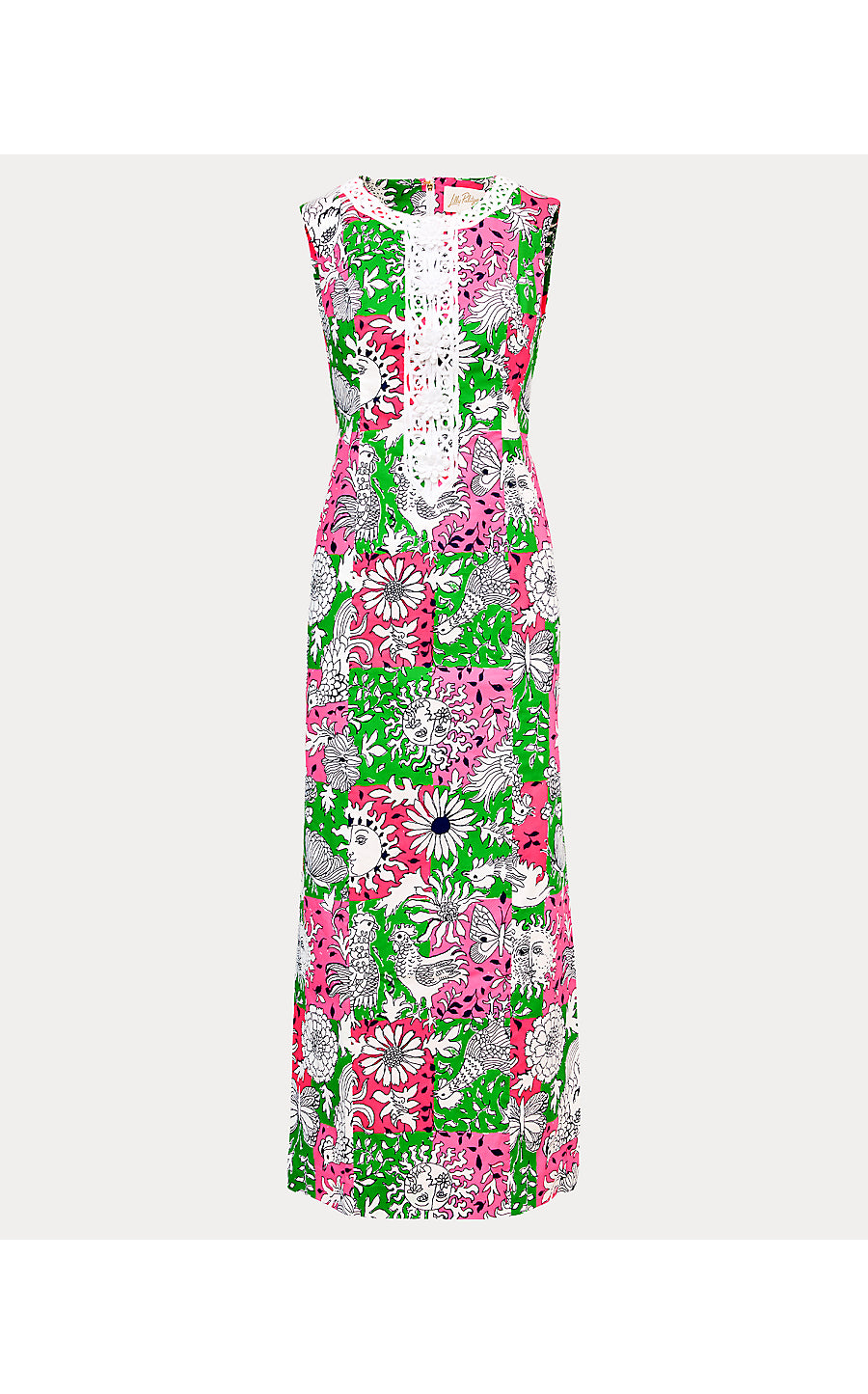 BARBERINE STRETCH MAXI SHIFT, CHERRY BLOSSOM PINK CHICKEN CHECK