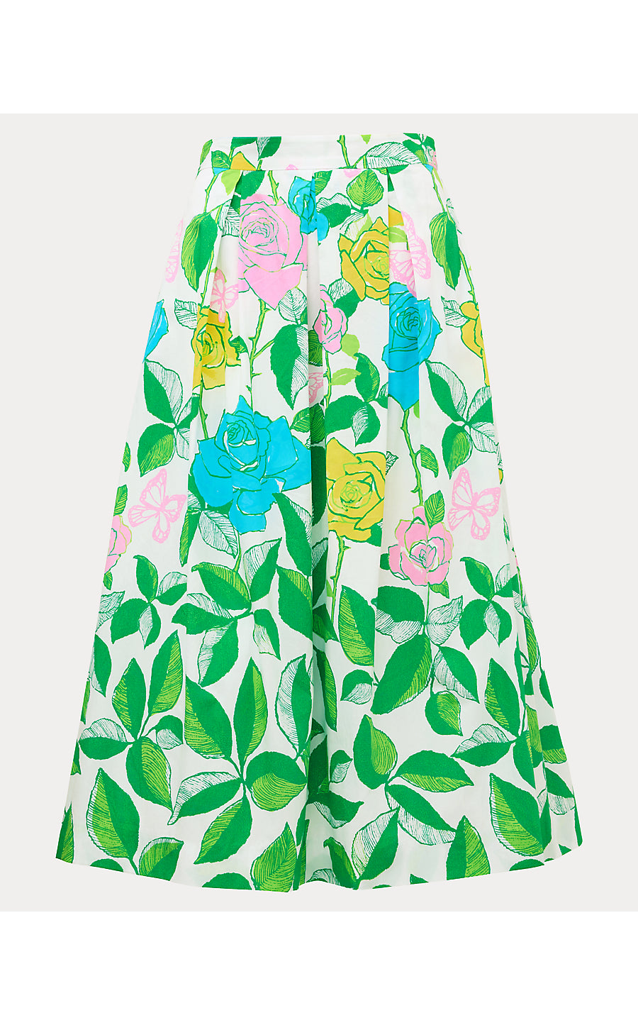 IZELA MIDI SKIRT, MULTI ROSE BUD ENGINEERED SKIRT