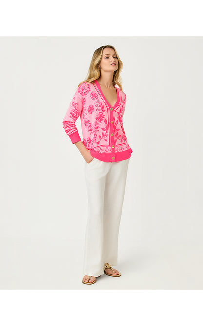 MARALISA CARDIGAN, CONCH SHELL PINK FOLLOW THE SUN JACQUARD