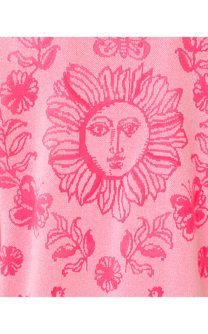 MARALISA CARDIGAN, CONCH SHELL PINK FOLLOW THE SUN JACQUARD