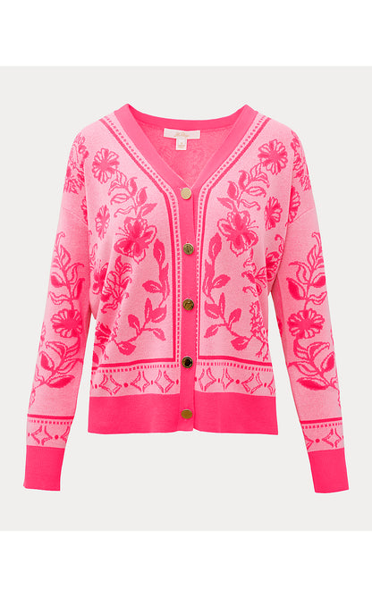 MARALISA CARDIGAN, CONCH SHELL PINK FOLLOW THE SUN JACQUARD