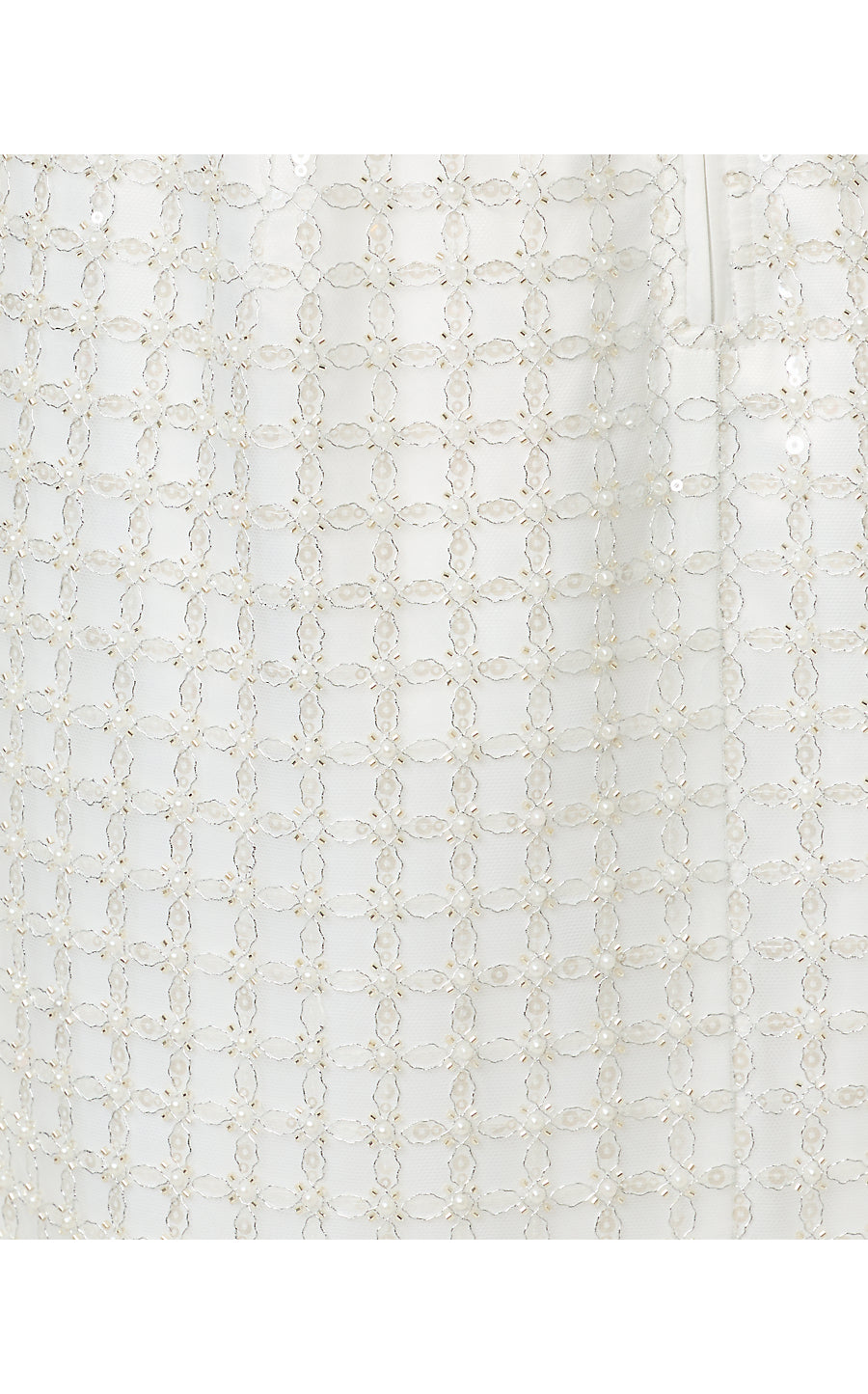 CORDAE MIDI SKIRT, IRIDESCENT METALLIC PEARL GRID MESH