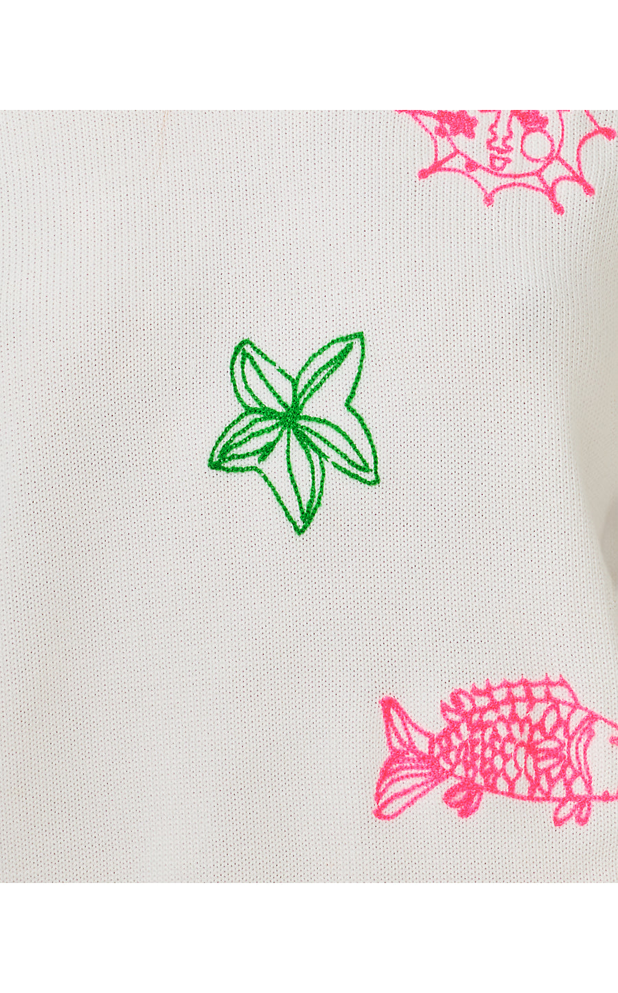 TENSLEY SWEATER, RESORT WHITE FLEUR DE LILLY EMBROIDERY