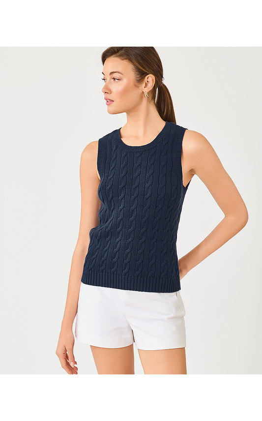 BROCKTON CREW NECK SWEATER TANK, LOW TIDE NAVY